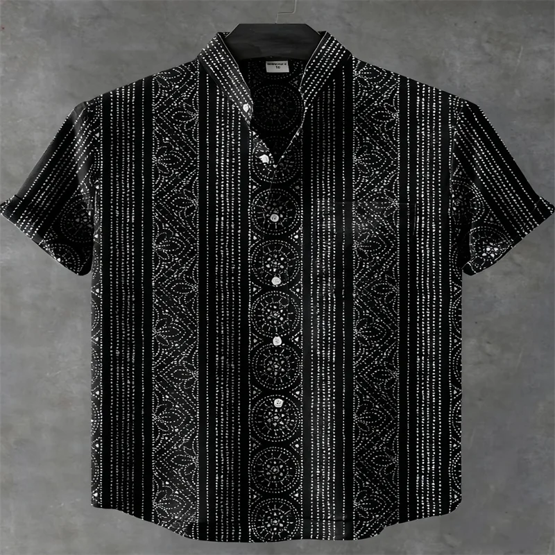 

Retro-style men's short-sleeve shirt, new design, casual and stylish, perfect for vacations and street fashion. Men's printed sh