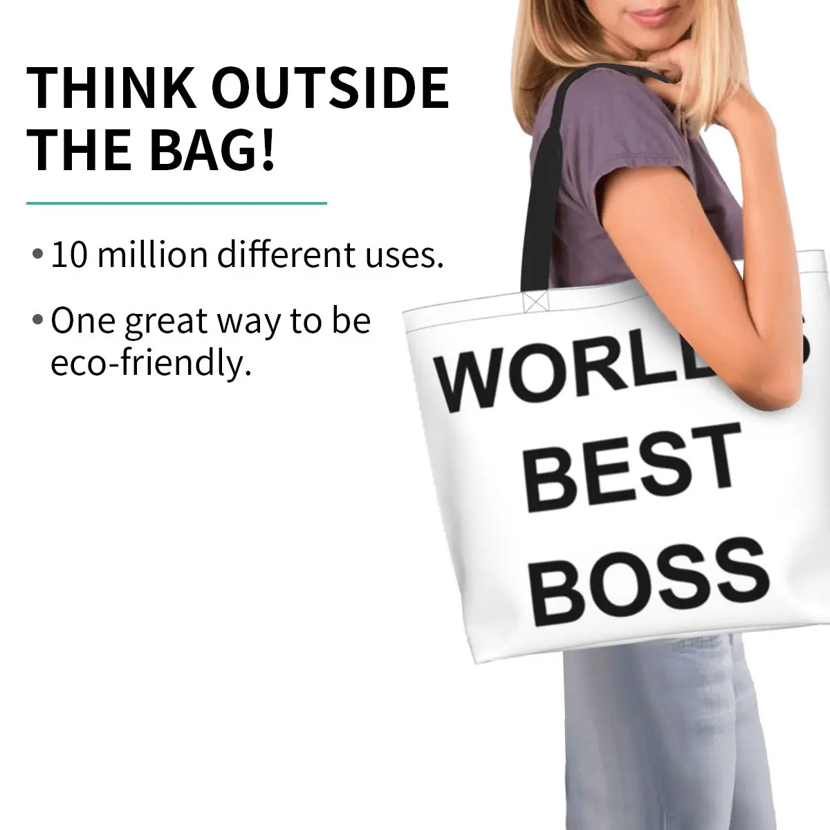Worlds Best Boss The Office Dunder Mifflin Shopping Tote Bag Canvas Shoulder Bags Shopper Grocery Handbag for Women