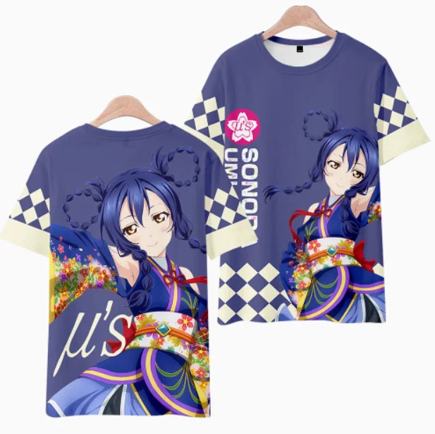 ラブライブ!-アニメライブ! ソニックウミ半袖Tシャツ,夏のコスプレ衣装,カジュアル,ルーズ,学生向け