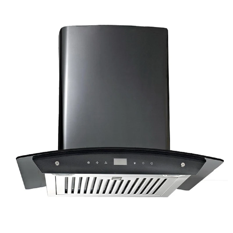 Black Glass Wall Mounted Range Hood Auto-Clean Chimney for Kitchen Cooker LED 60cm\90CM  for Hotels Home Use