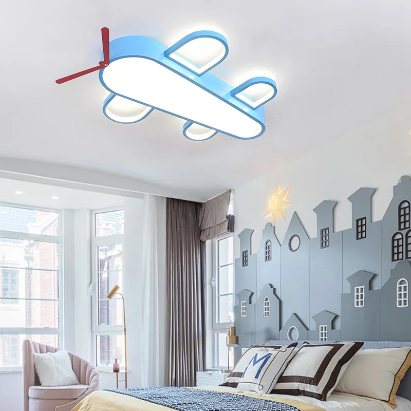 

Modern Children's Room Baby Room Ceiling Lamp Blue Airplane Light LED Creative Nordic Nursery Boy Bedroom Airplane Ceiling Lamps