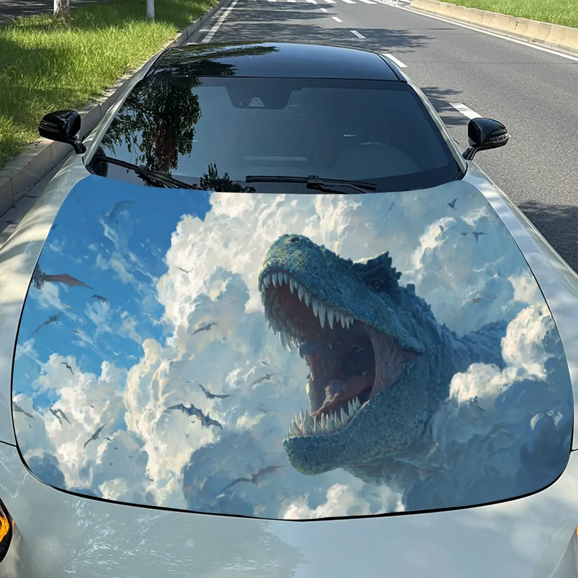 

Majestic Sky — наклейки на капот автомобиля с динозавром — самоклеящаяся, водонепроницаемая и прочная виниловая пленка, украшение и защита вашего автомобиля, подходит