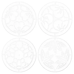 4Pcs Acrylic Sashiko Stencil 4.5inch Flower Acrylic Embroidery Tool Drawing Line Template for Hand Quilting and Embroidery 2mm