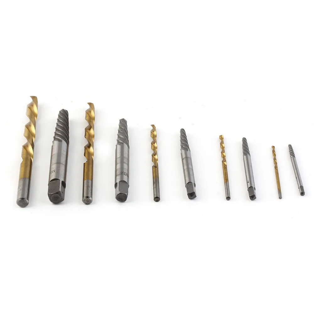

10pcs Bolt Remover Extractor Set 5pcs Alloy Steel Screw Extractors Screw Removal Tool With 5pcs Left Hand Drill Bit Removal Tool