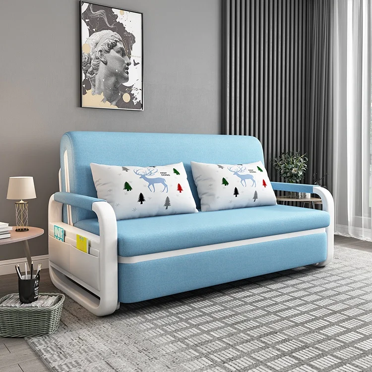 

Hot sale double folding fabric sofa bed modern living room storage small bed sofa