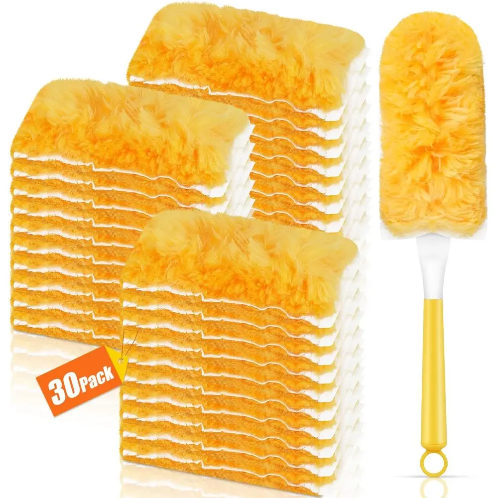 

Набор из 30 сменных насадок для швабры с 1 ручкой, усиленные сменные насадки для швабры, универсальные для различных поверхностей 360° ° Салфетки для уборки с 4-слойными волокнами из микрофибры, без запаха, одноразовые