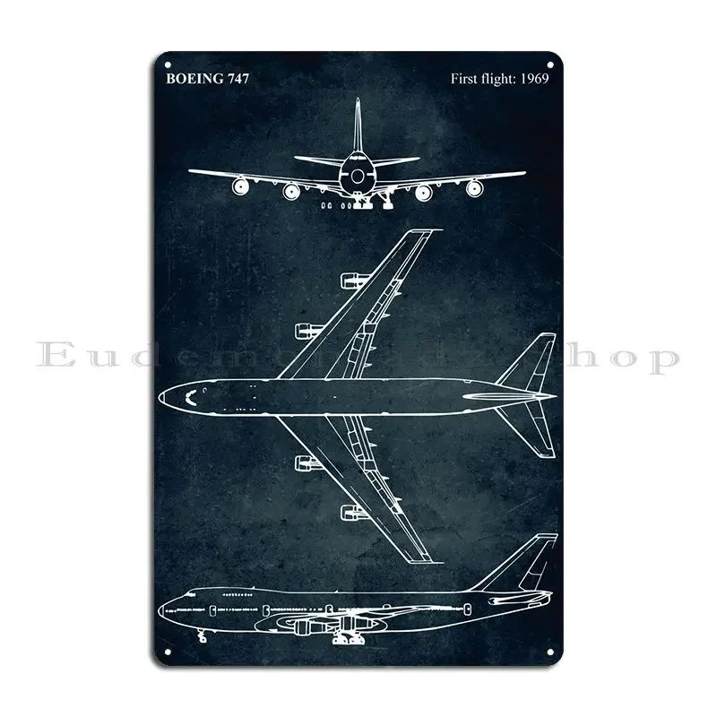 No006 - Boeing 747 - First Flight 1969 Metal Sign Garage Plaques Kitchen Garage Decoration Iron Tin Sign Poster