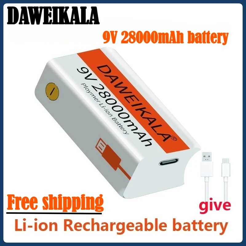 

Литий-ионный аккумулятор 9В 28000мАч с зарядкой Micro USB для мультиметра, микрофона, игрушек, пультов ДУ, использования в KTV (модель 2026)