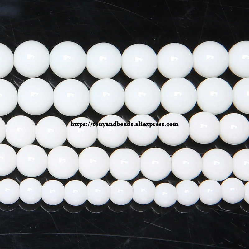 Smooth White Ceramic Porcelain Round Loose Beads 15\