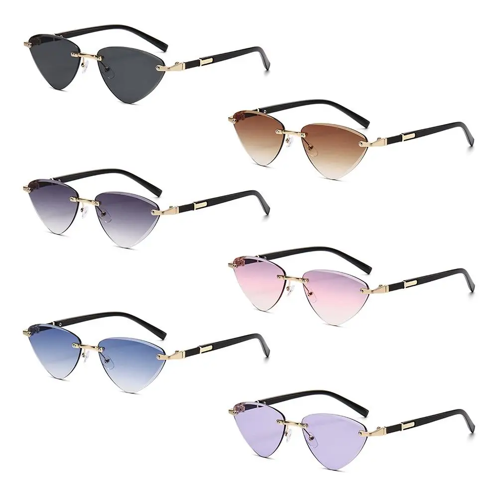 Retro Triangular Cat Eye Sunglasses Punk Cut-Edge Unique Temples Shades UV400 Protection Hip-Hop Sun Glasses Unisex