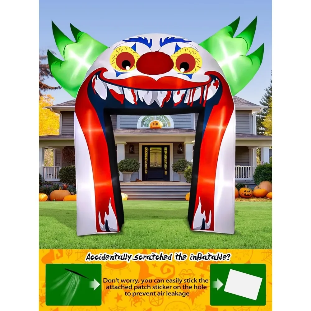 Kalolary 12 Ft Halloween Springkussens Clown Boog Buitendecoraties, Gigantische Clownboog Opblazen Tuinversieringen Enge Inflatab