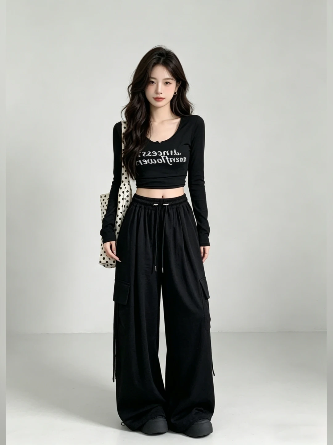 

Black High Waist Wide Leg Pants Women's Workwear Loose Fitting Straight Cut Drapey Versatile Commute Casual Trousers