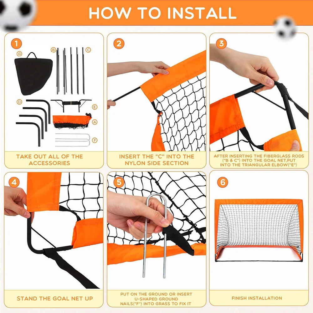 Portería de fútbol portátil para patio trasero, red de fútbol de entrenamiento móvil plegable para niños, portería de fútbol para interiores y exteriores, portería de fútbol emergente