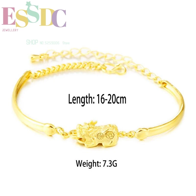 

Europe Simple Style Amulet Animal Pixiu Charm Imitation Gold Copper Chain Bracelet for Women Bride Wedding Wholesale