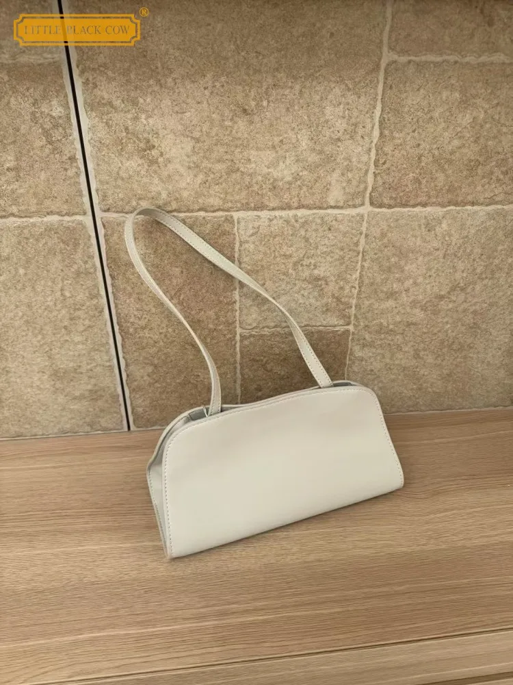 

New Elegant Women Buckle Genuine Leather Cowhide Single Shoulder Bag Fashion Office Ladies Work Strap Underarm Bag Clutch Bag