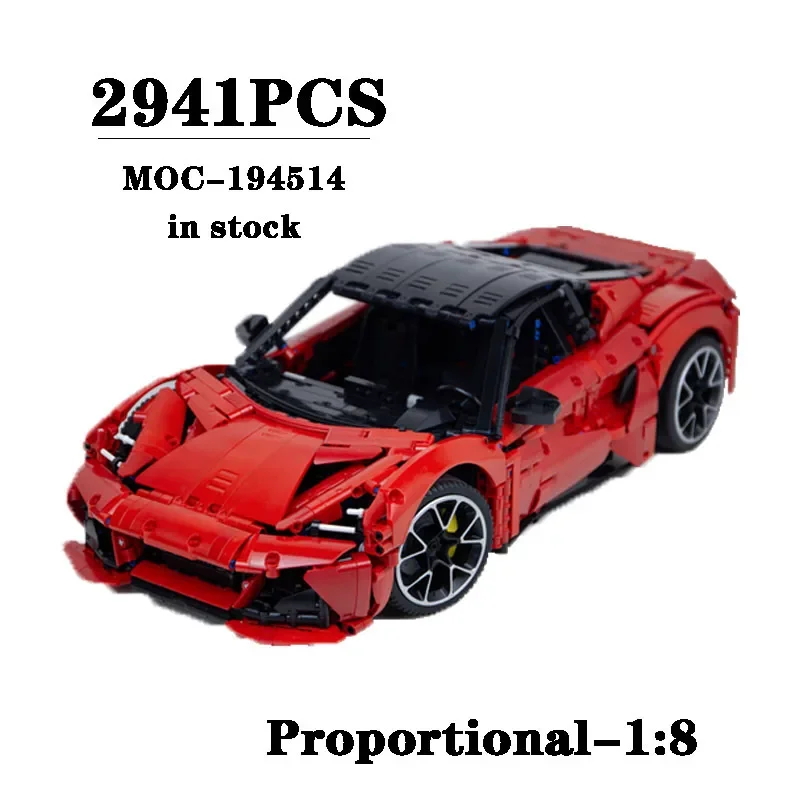 Building Block MOC-194514 Supercar Scale 1:8 Modular Construction Model Ornament 2941PCS Children's Birthday Gift Christmas Toy