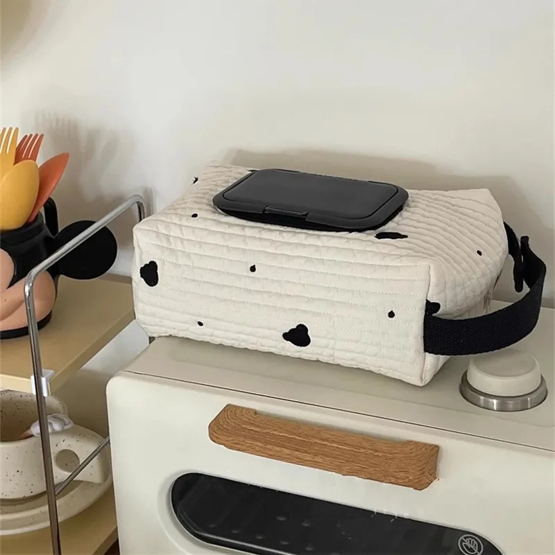 ins car tissue box hanging cartoon car seat back tissue hanging bag baby stroller wet tissue storage bag