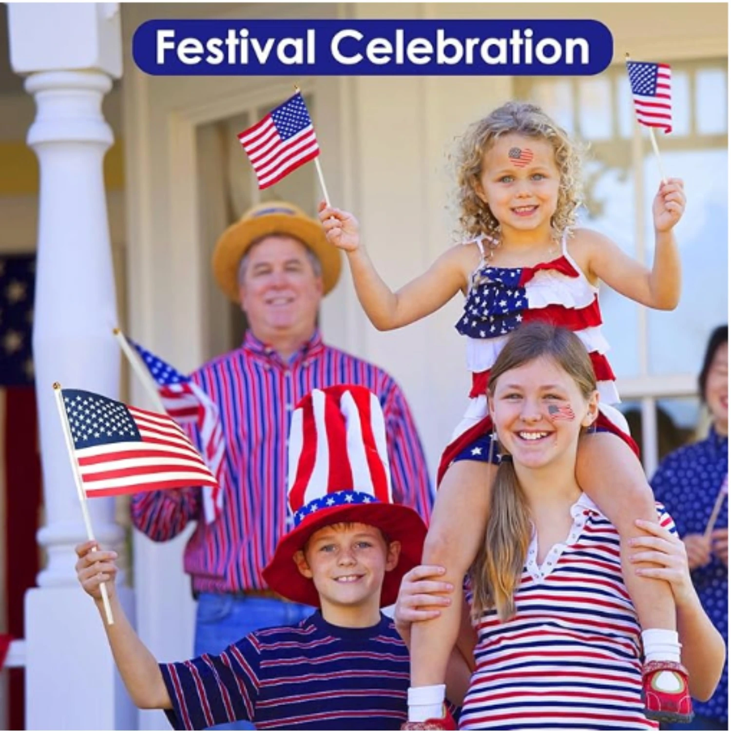 10PCS American Stick Flags Hand Waving Flag USA 5x8 Inch Handheld Mini Flag Flagpole 30cm American Independence Day Home Decor - view 5