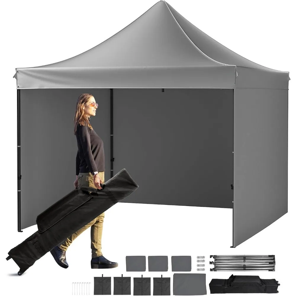 10x10 FT Pop up Canopy with Removable Sidewalls, Instant Canopies Portable Gazebo & Wheeled Bag, UV Resistant Waterproof