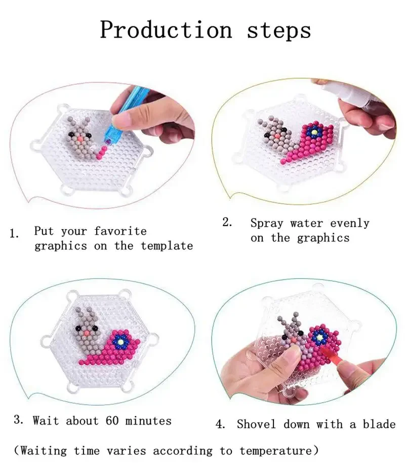 300PCS/Set Jewel Beads 3D Puzzle Toys for Children 6 Colors Refill Pack Water Sticky Beads Jigsaw Puzzle Brinquedo Juguetes