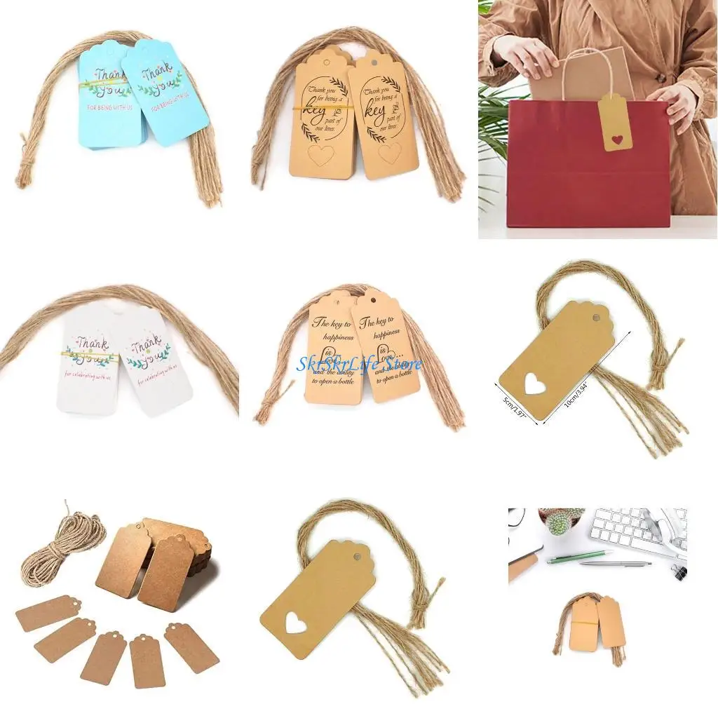 E65E 100 Pieces Gift Labels Writable Gift Labels Rectangle Hanging Labels Gift Labels for Price Label, Bookmarks