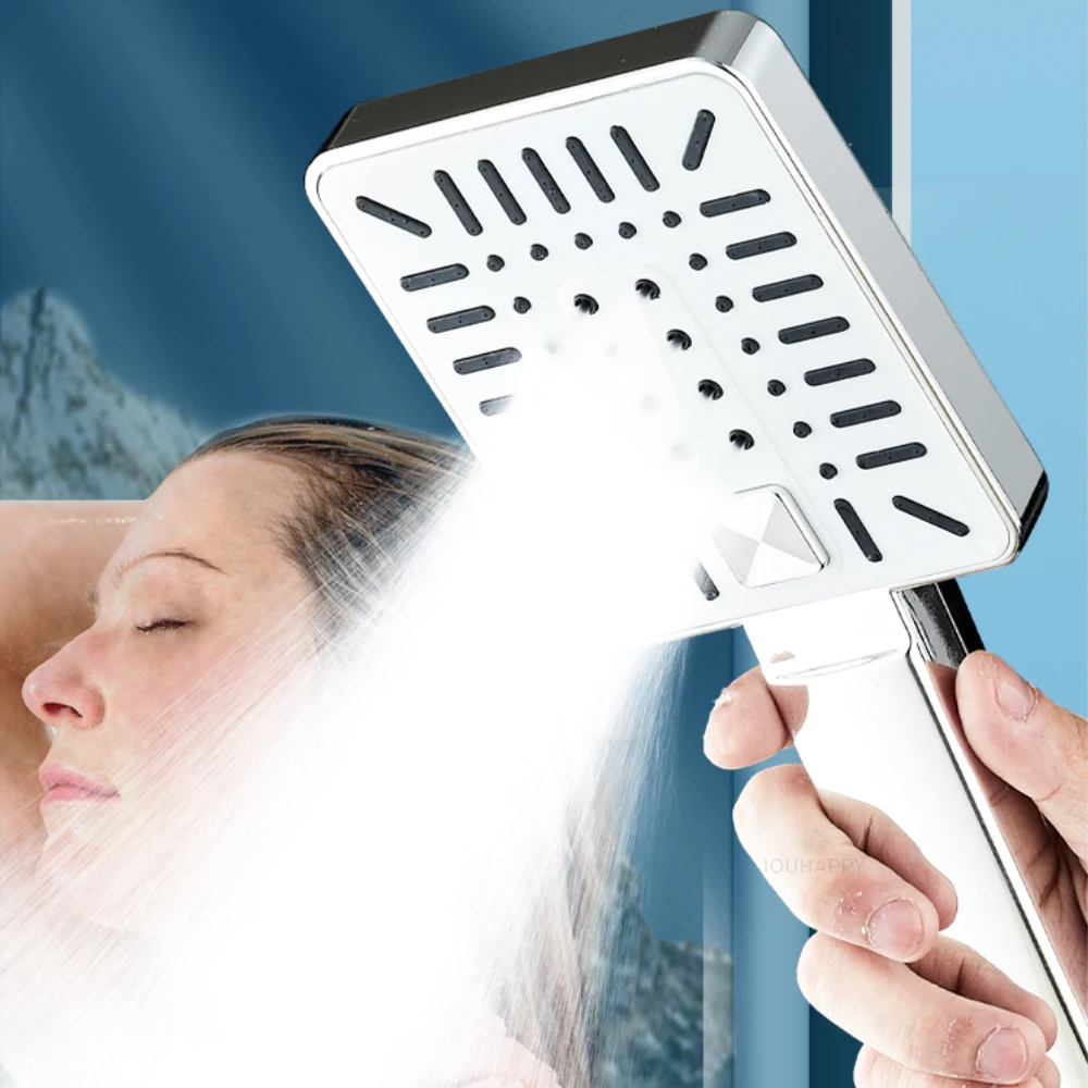 3 Spray Modes Water Saving Shower Head Handheld Large Water Flow High Pressure Booster Shower Head Hotel Bathroom Accessories