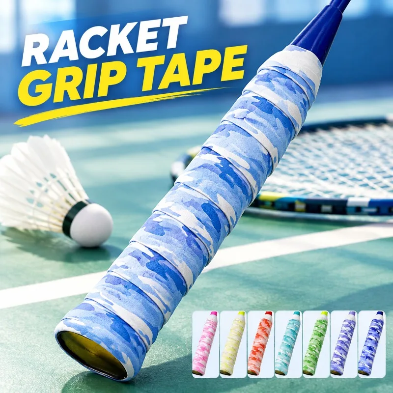 Patterned PU Smooth Shuttlecock Bat Hand Grip Anti-slip Abrasion-proof Wrapper Toned Moisture-draining Strap for Tennis Racquet