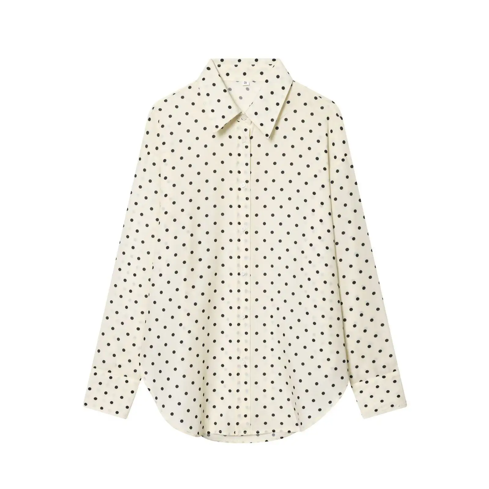 

SuperAen European and American-style Women's 2026 Spring New Vintage Polka Dot Polo Collar Long-sleeved Single-breasted Shirts