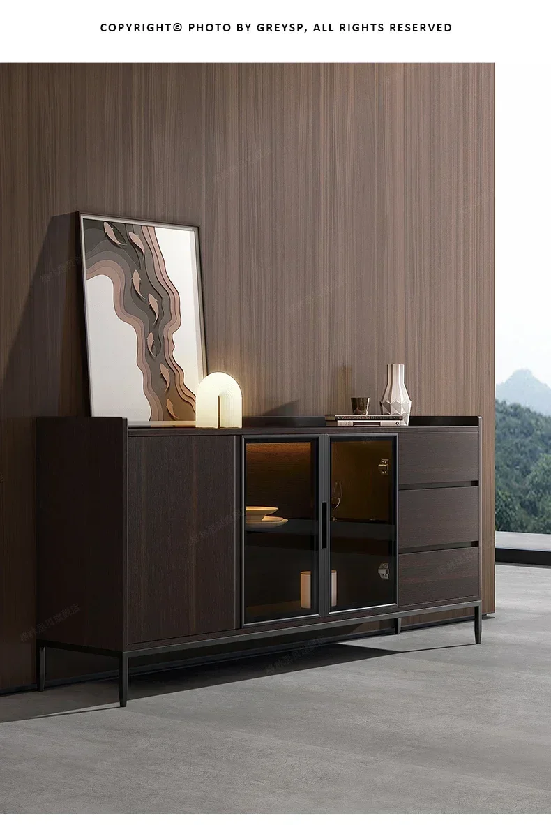 Light Luxury Sideboard Cabinet Sprinkler Cabinet Integrated Wall Ultra-Thin Narrow Glass Storage Cabinet