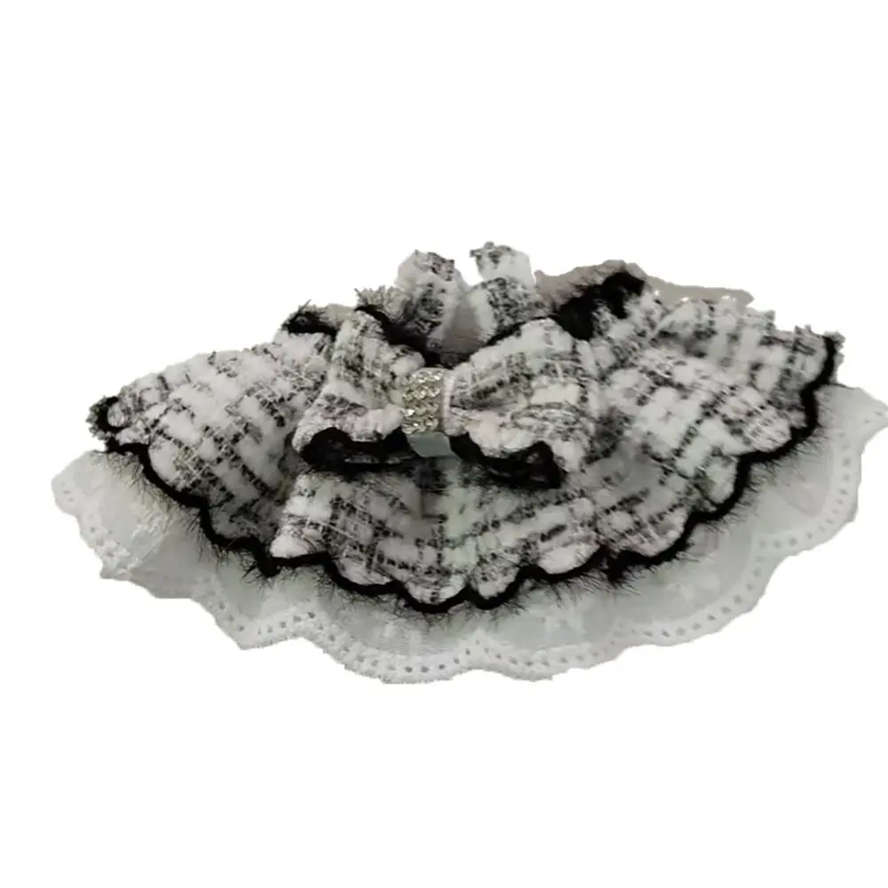 ファッションかわいいチェック柄ドレスレトロドレッシングゲーム弓レースドレス服 DIY 双方向ガールギフトおもちゃ 10-15 センチメートル綿人形