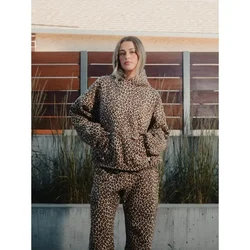 Y2K-Women's Leopard Hoodies, Harajuku, Vintage, Hip Hop, Oversize Sweatshirt, Grunge Aesthetic, Loose Casual Top, Streetwear