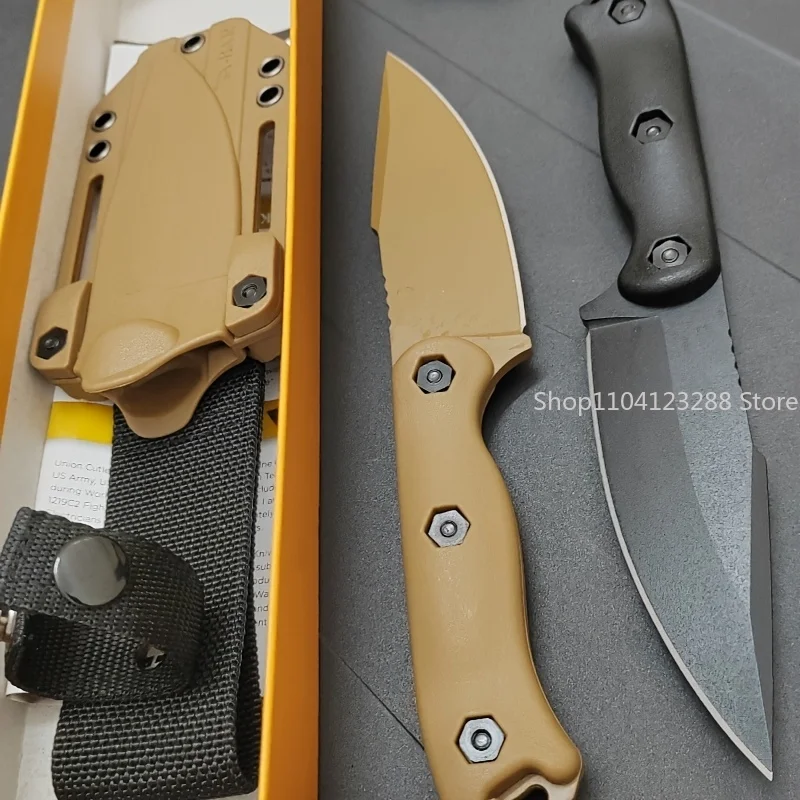 BK18 cuchillo recto D2 hoja de nailon mango de fibra corrugada Premium esencial para exteriores herramientas de cuchillo multiusos vaina