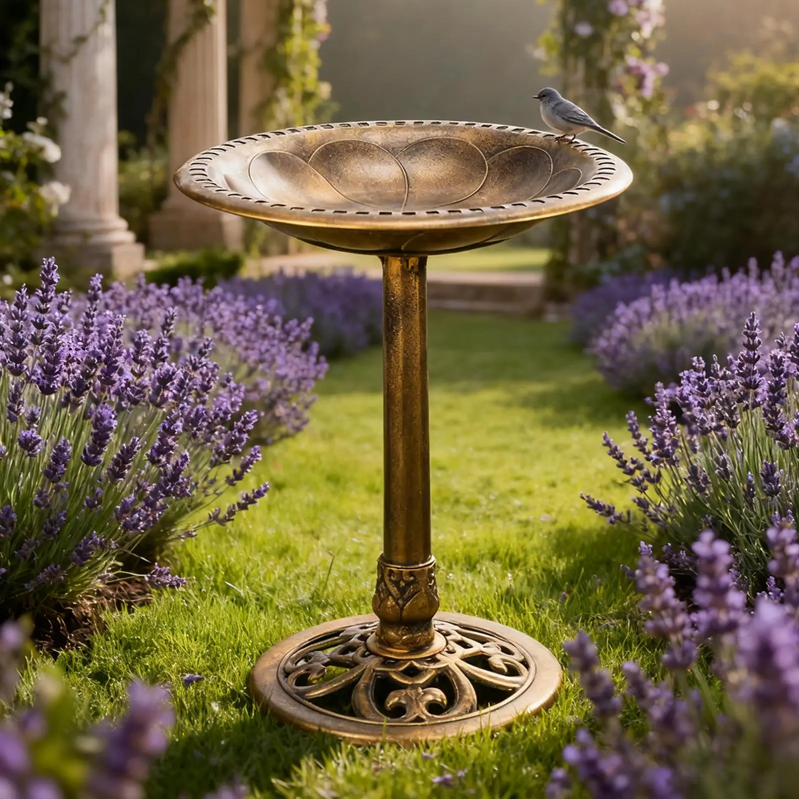 Outdoor Garden Bird Bath Vintage 24 inch Height Gifts for Bird Lovers Pedestal Bird Bath Birdbaths for Balcony Patio Lawn
