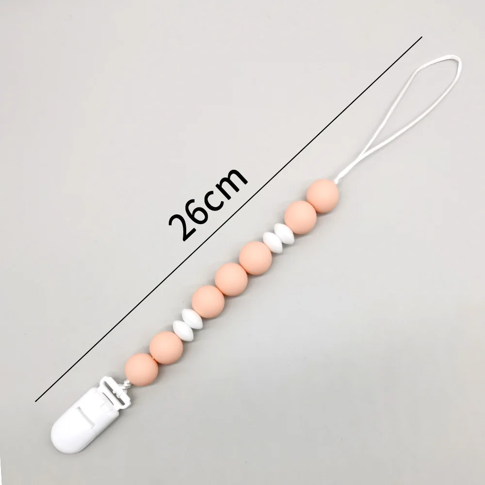 Plastic Baby Pacifier Clips Silicone Beads Dummy Chain Newborn Gift Teether Soother Chain Nipple Holder Baby Stuff Accessory