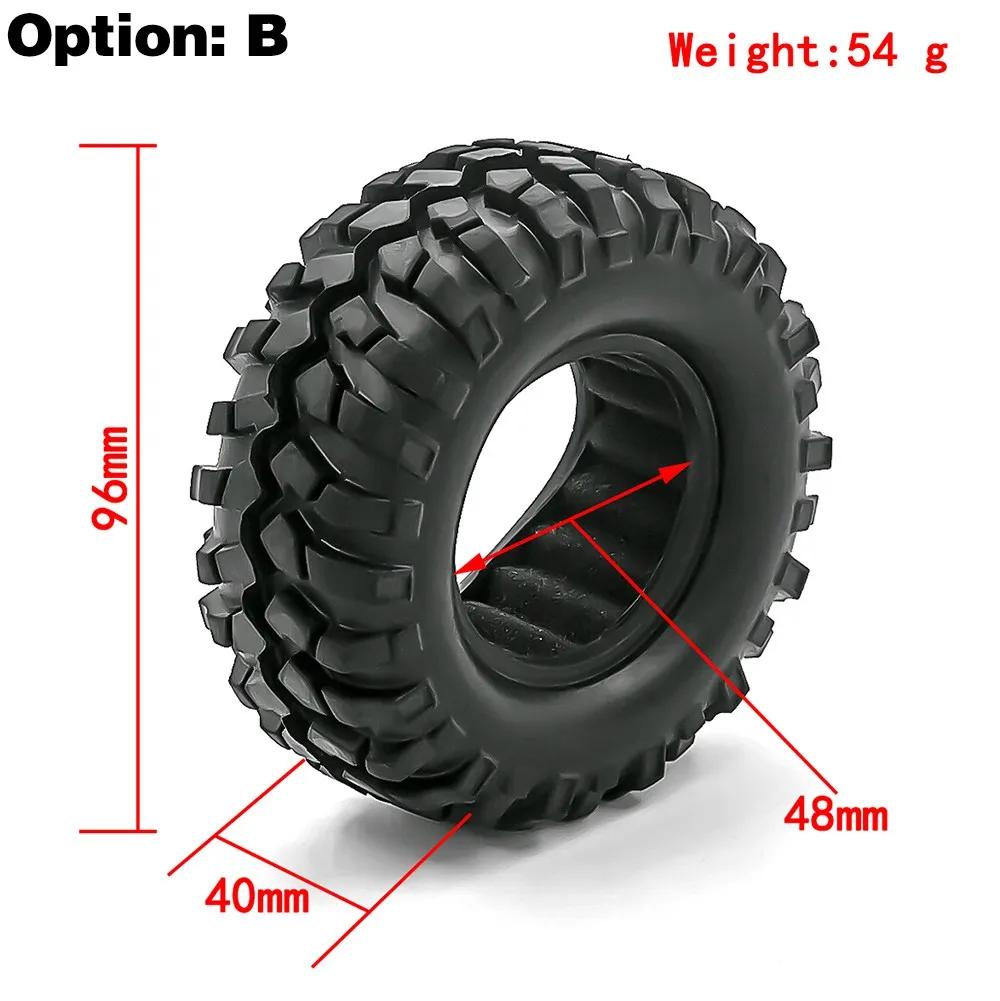 1/10 Rc 크롤러 차량용 고무 타이어, 1.9 인치, 96-108-115mm, 트랙스 Trx4 축 Scx10 레이스 Rc4wd Yikong Rgt 랭글러 1.9 휠, 4 개