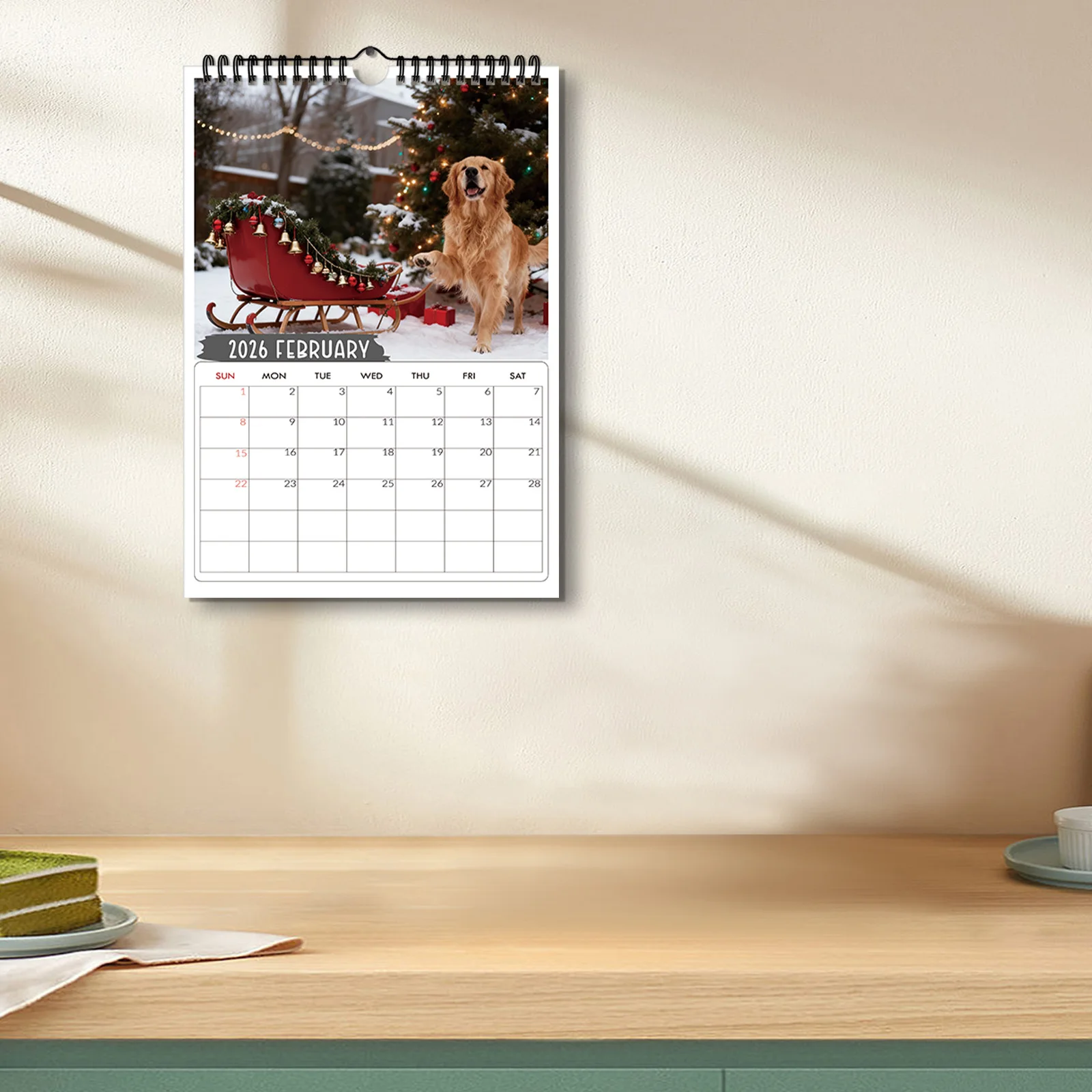 ปฏิทินโกลเด้นรีทรีฟเวอร์แบบเทศกาล 1 ชิ้น เหมาะสำหรับตกแต่งบ้าน ห้องนั่งเล่น สำนักงาน เหมาะสำหรับคนรักสุนัข ของขวัญปีใหม่ที่ดี