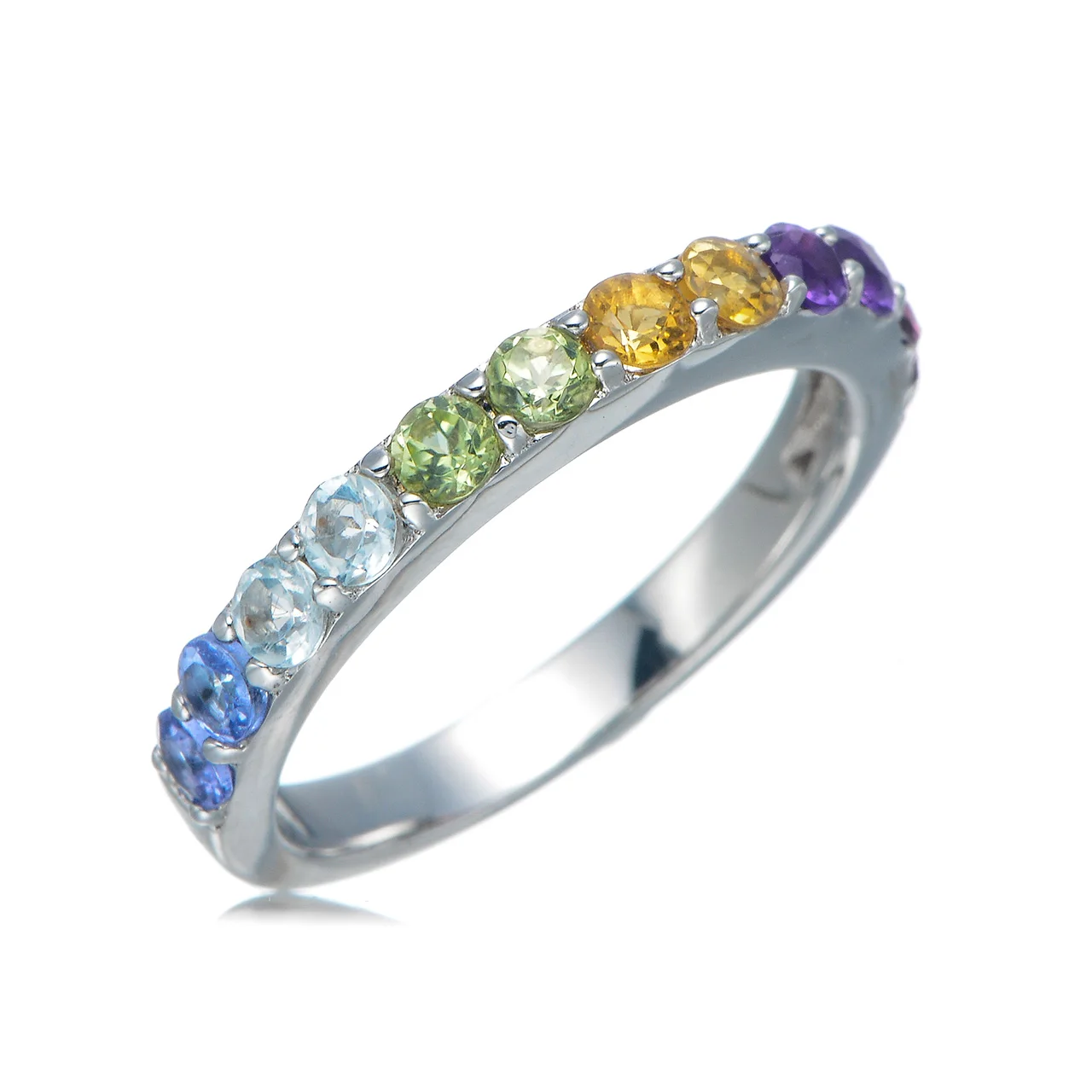 

Tanzanite,Topaz,Peridot,Citrine,Amethyst,Rhodolite Rhodium Over Sterling Silver Ring