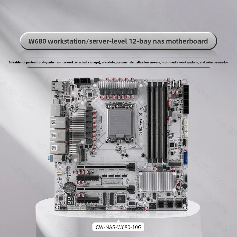 W680 12 Bay 10GbE NAS Motherboard DDR5 ECC M.2 for Synology