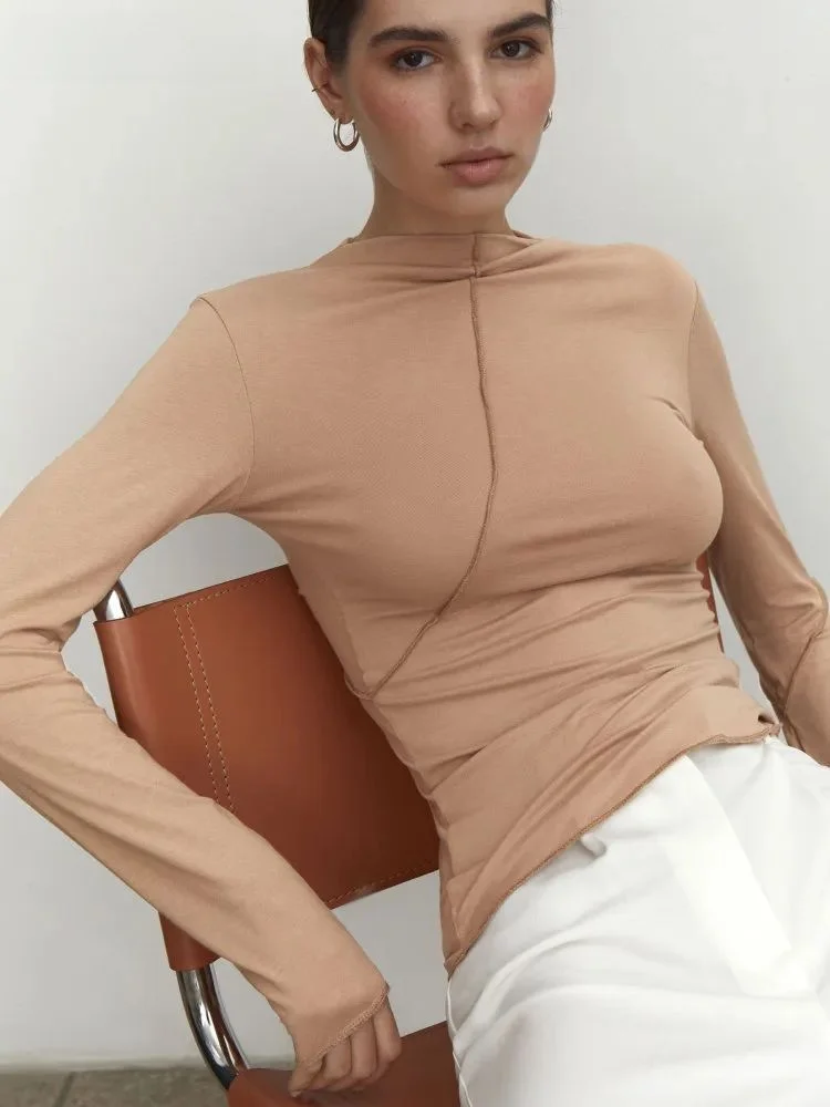 

Sumuyoo Splice Slim Fit Long Sve Женская футболка Весенне-Осенний сезон Другое материал 00% базовый слой Брюки Женская мода