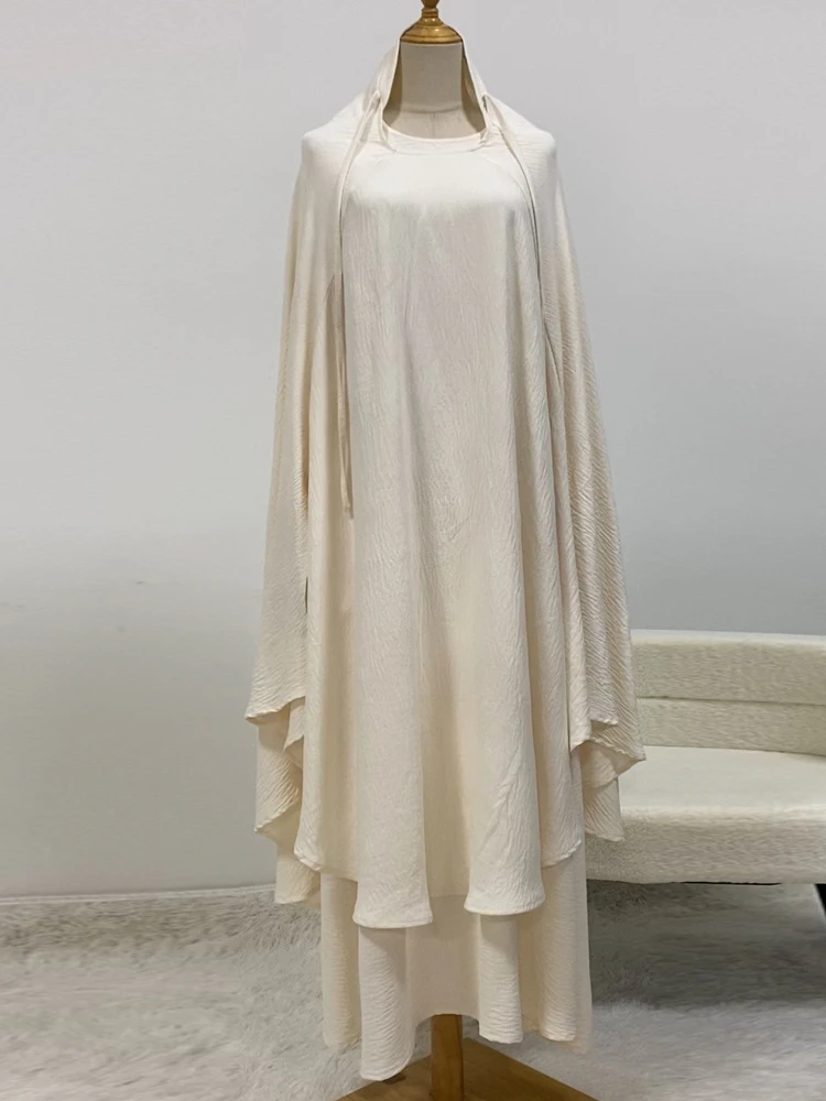 

Eid Women 2 Piece Set Long Khimar Veil with Dress Muslim Abaya Set Prayer Garment Hijab Niqab Jilbab Musulman Ensembles Ramadan