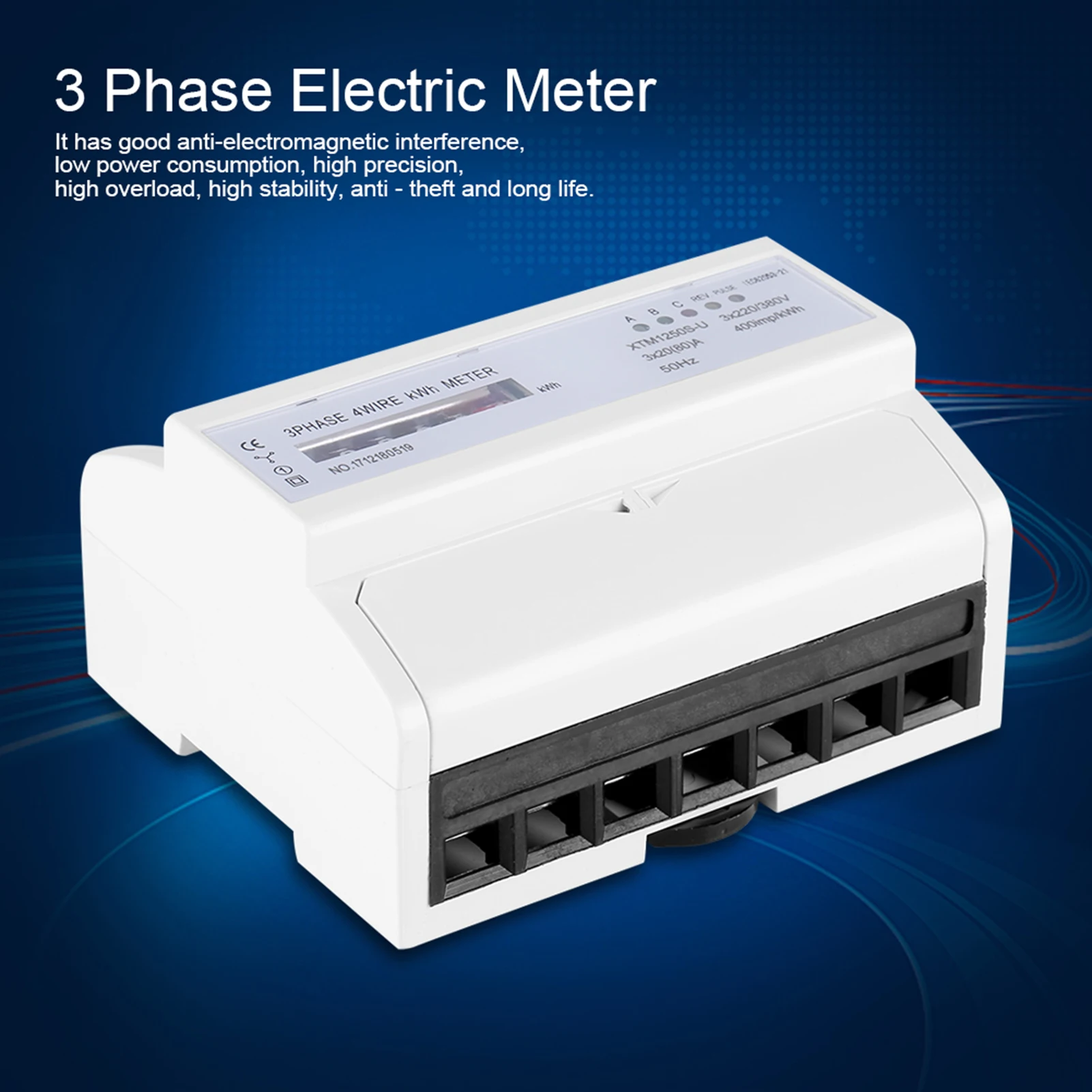 3 Phase Electric Meter Digital 3phase 4 Wire DINRail Electric Meter 20(80)A Electronic KWh Meter Din rail Energy Meter KWh Meter