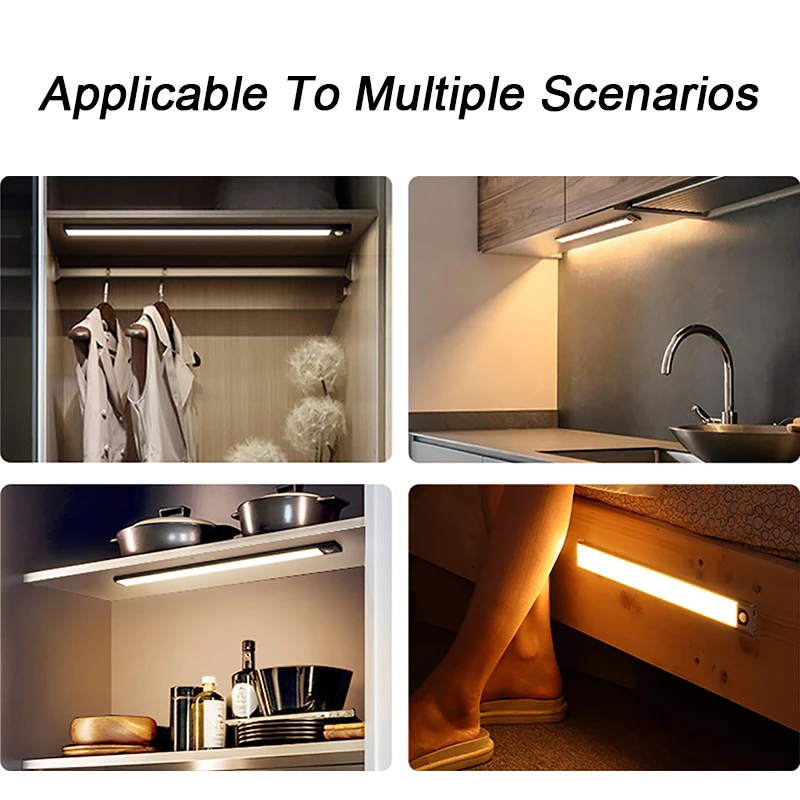 Night Light Led Light Under Cabinet Light Motion Sensor Closet Light Cabinet USB Rechargeable Kitchen Lighting Lamp