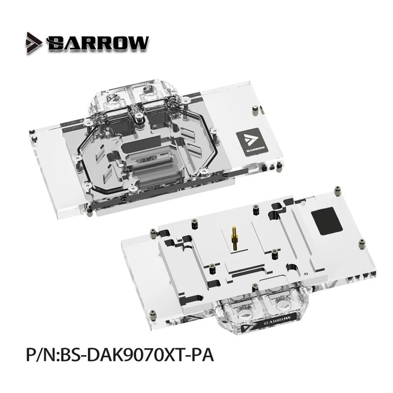 Barrow BS-DAK9070XT-PA GPU Water Block for PowerColor Hellhound Spectral White / Reaper RX 9070 XT 16GB Card / Copper Radiator