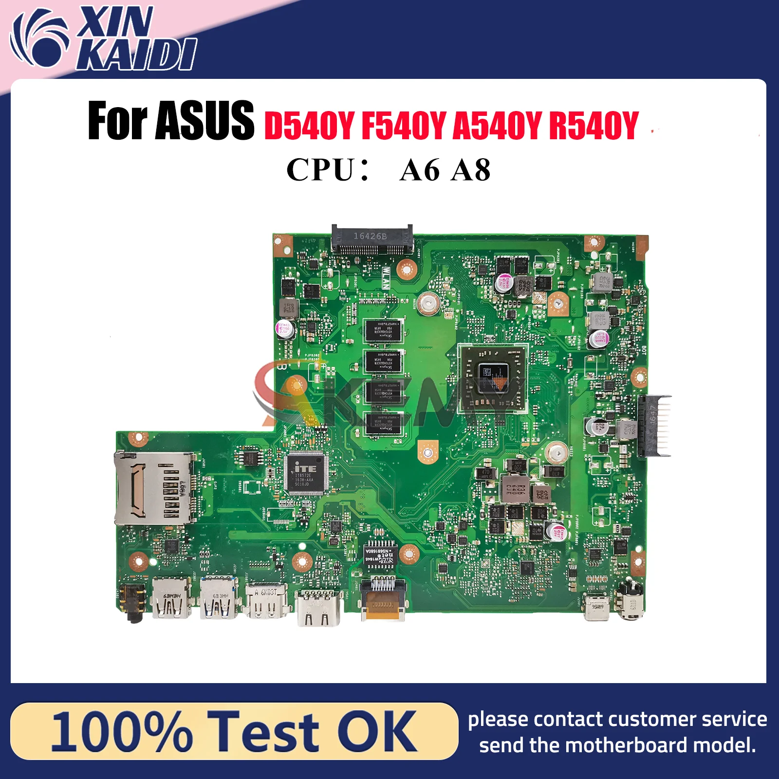 

X540YA Laptop Motherboard For ASUS VivoBook A540Y X540Y F540Y X540YA D540Y R540Y Notebook Mainboard With A6 A8 CPU 100% tests OK