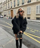 Solid Knit Turtlrneck Double Lantern Sleeve Women Pullover Thick Warm Oversized Loose Jumper Sweater 2023 Fall Winter Knitwear