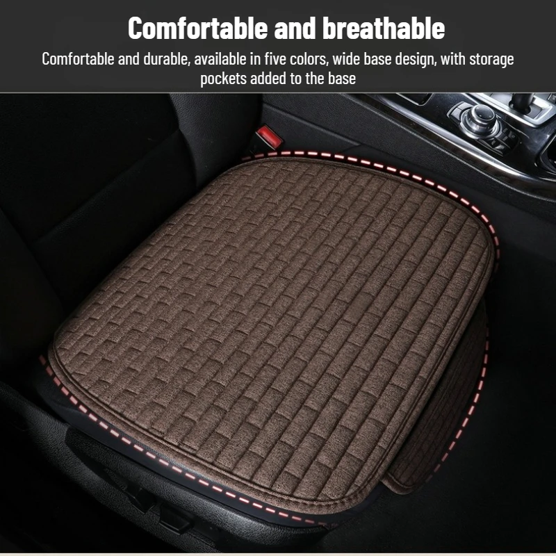 Universal Flachs Leinen Auto Sitz Abdeckung Vorne Hinten Nicht Rutsche Alle Saison Auto Schutz Matte Pad Warm Halten Universal Fit Lkw SUV Van – Detail 2