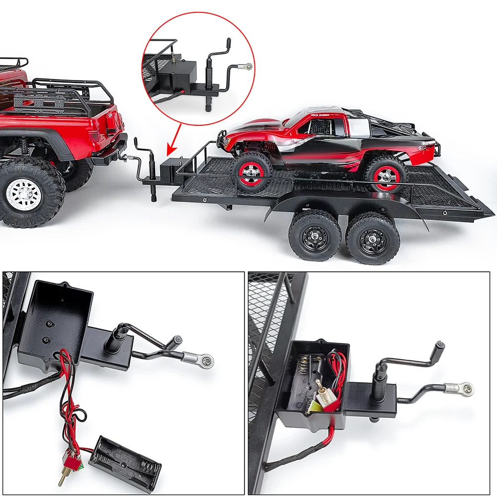 AXSPEED Simulation Metal Alloy RC Trailer Hopper Frame with Wheels for TRX-4 TRX4 Axial SCX10 D90 CC01 1/10 RC Car Parts