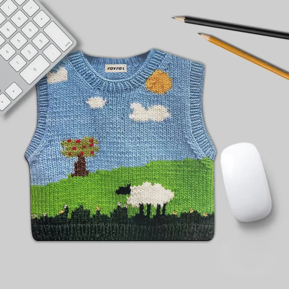 Simulated Printing Knitted Sweater Mouse Pad Desk Anti-Slip Sweater Mouse Mat Rubber Cute Keyboard Mice Mat Computer Accessories