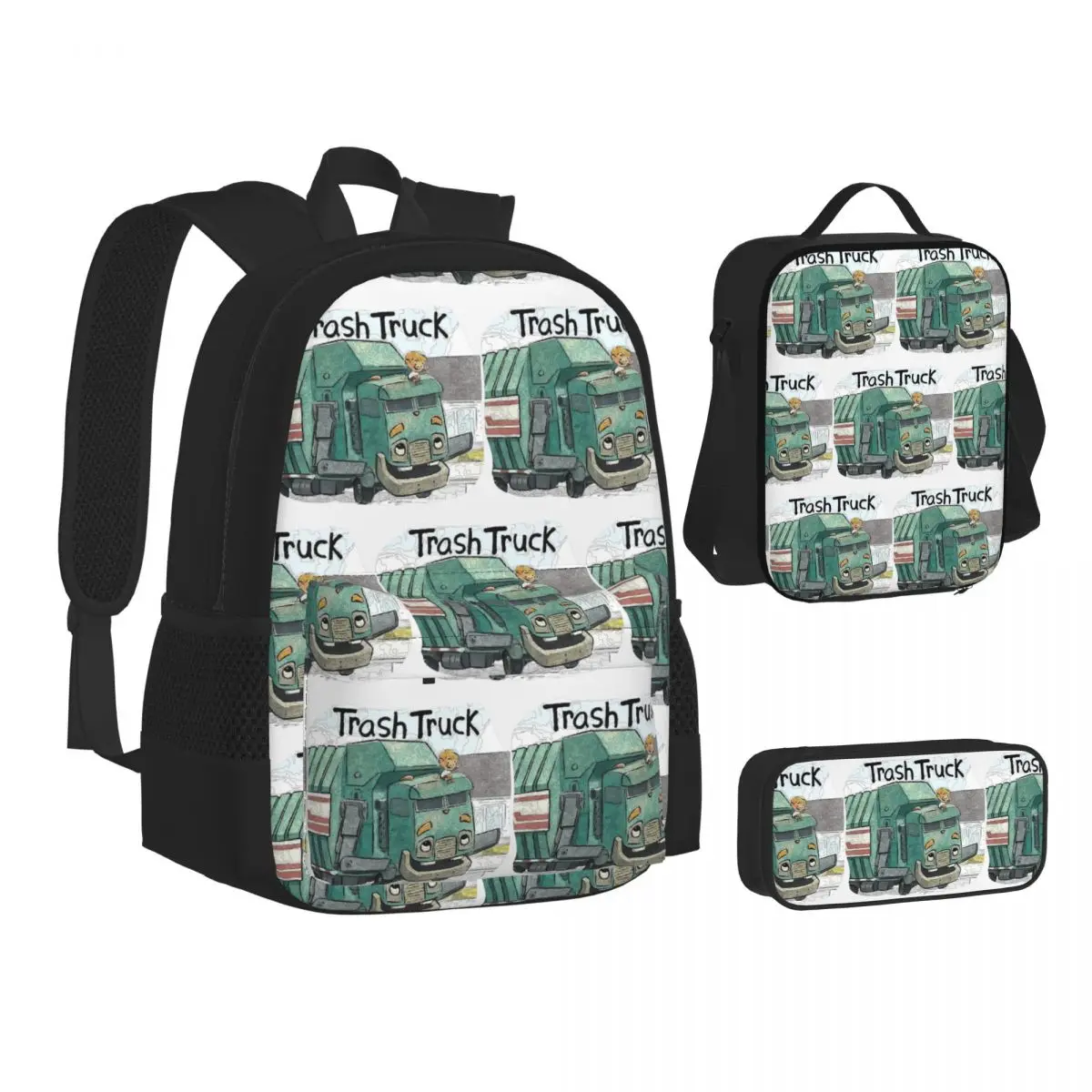 

Trash Truck Cartoon Netflix Backpacks Students Bookbag School Bags Children Rucksack Lunch Bag Pen Bag Three-Piece Set