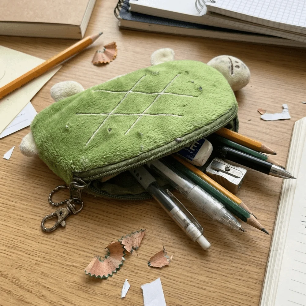 Lightweight Zipper Closure Turtle Pencil Pouch Large Capacity Cartoon Lipstick Earphone Bag Funny Portable Turtle Case
